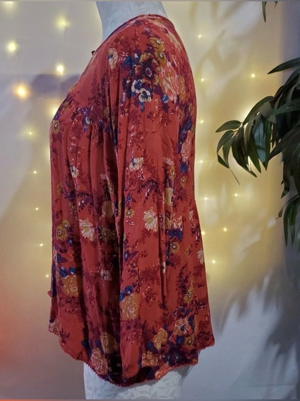 American Eagle Outfitters Floral Multicolor Boho Peasant Blouse Women’s Medium - Picture 5 of 12